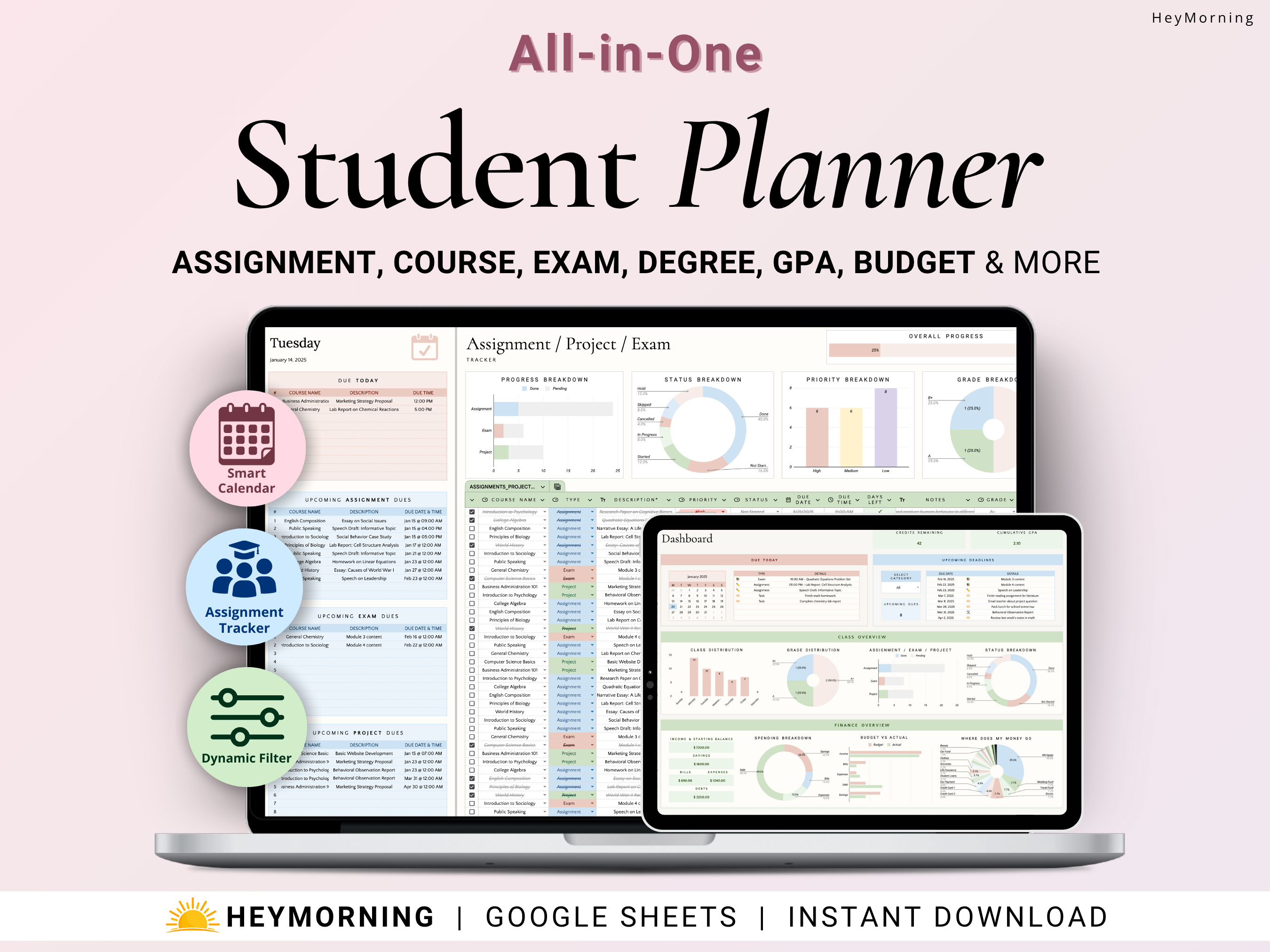 All-in-One Student Planner - Pastel - Hey Morning