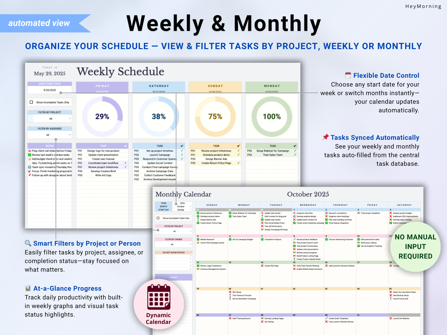 All-in-One Project Manager Spreadsheet - Pastel