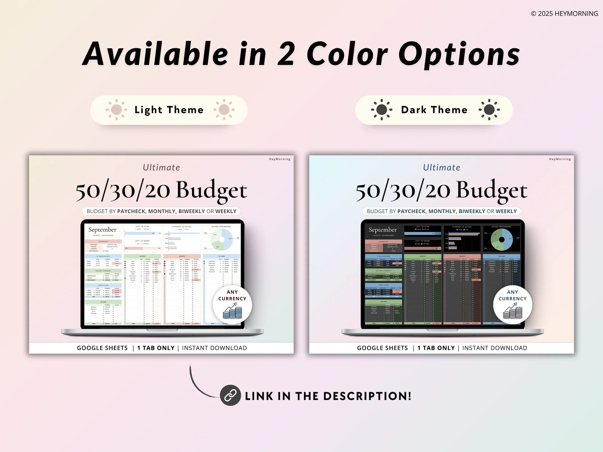 50/30/20 Budget - Pastel - Hey Morning