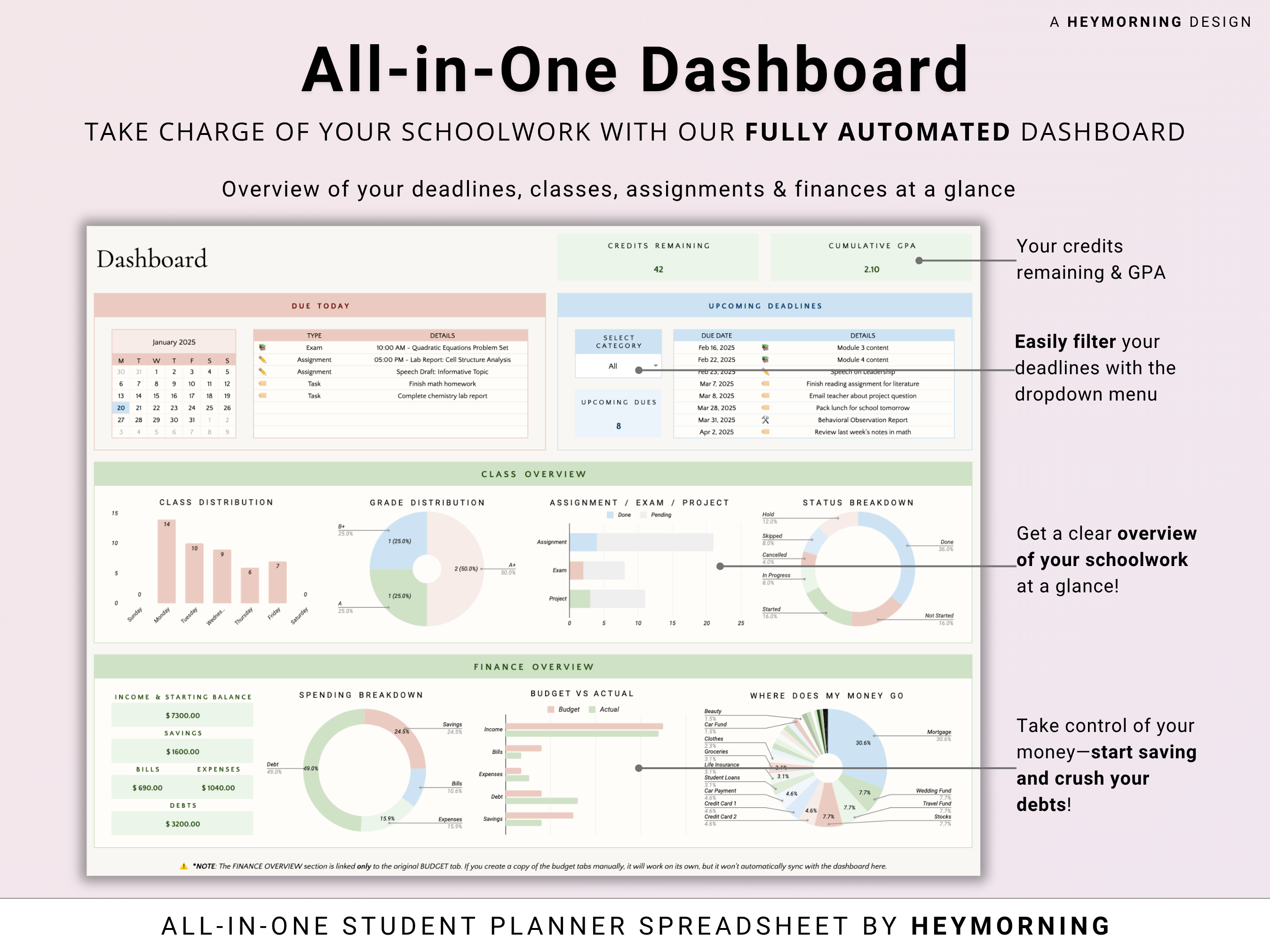 All-in-One Student Planner - Pastel - Hey Morning
