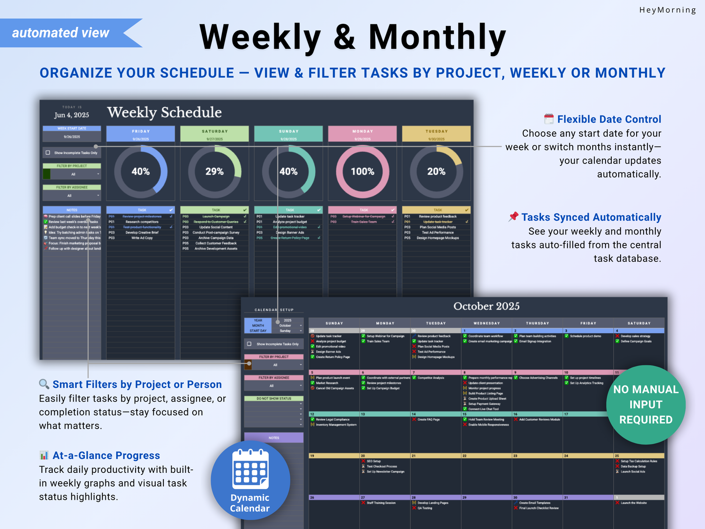 All-in-One Project Manager Spreadsheet - Dark