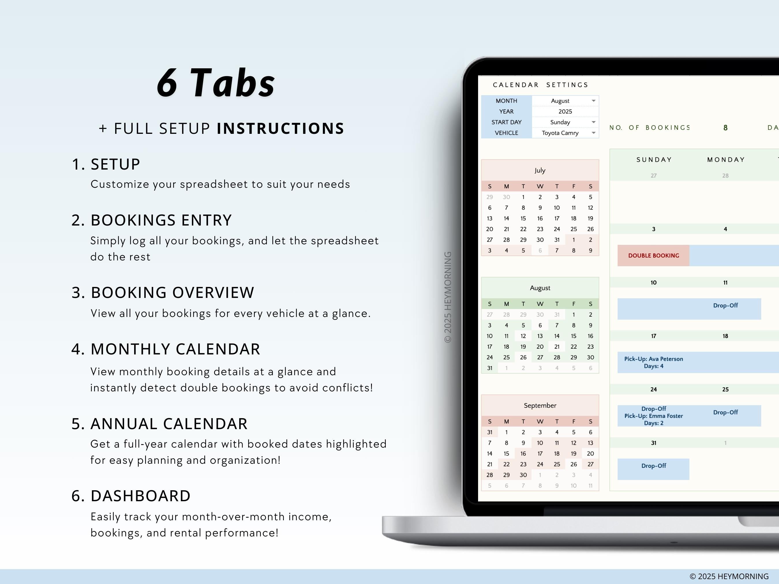Car Rental Booking Calendar - Hey Morning