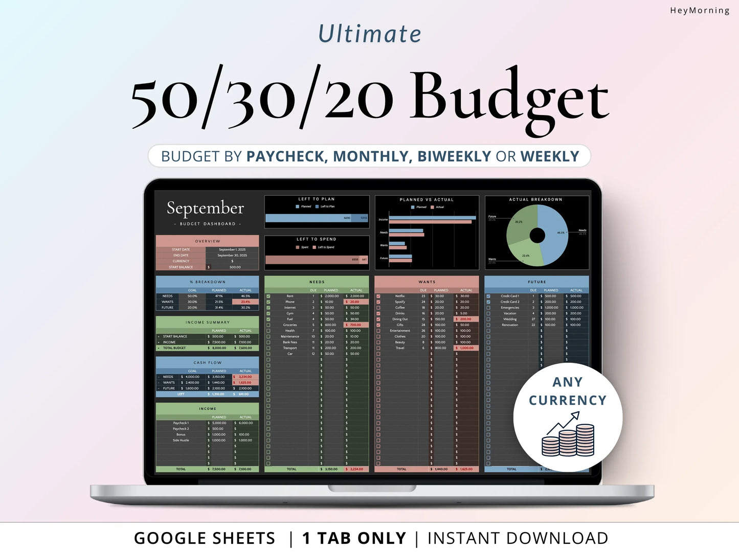 50/30/20 Budget - Dark - Hey Morning