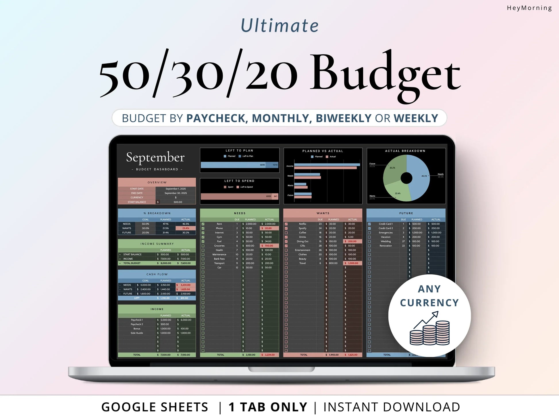 50/30/20 Budget - Dark - Hey Morning