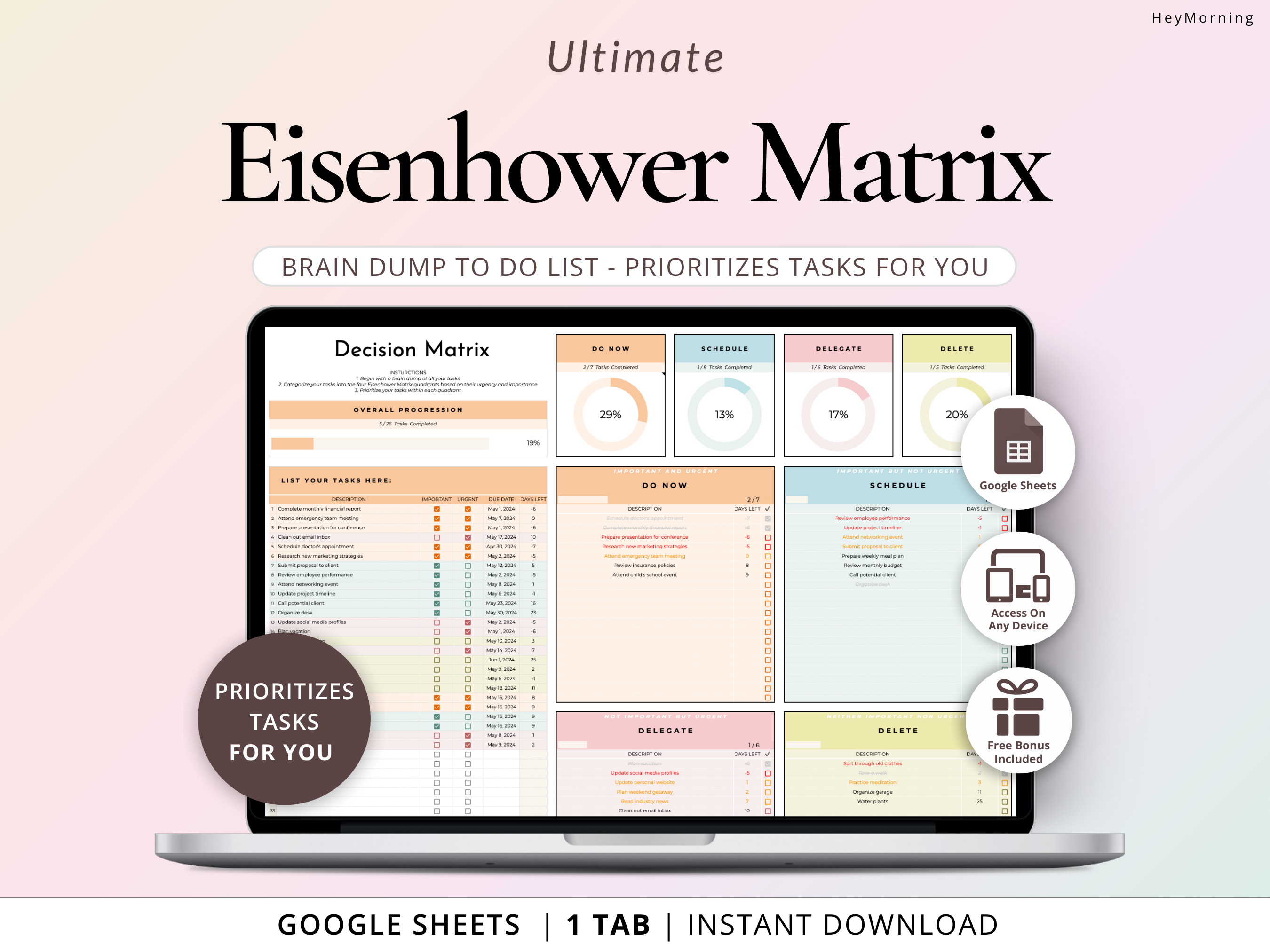 Eisenhower Matrix - Pastel - Hey Morning