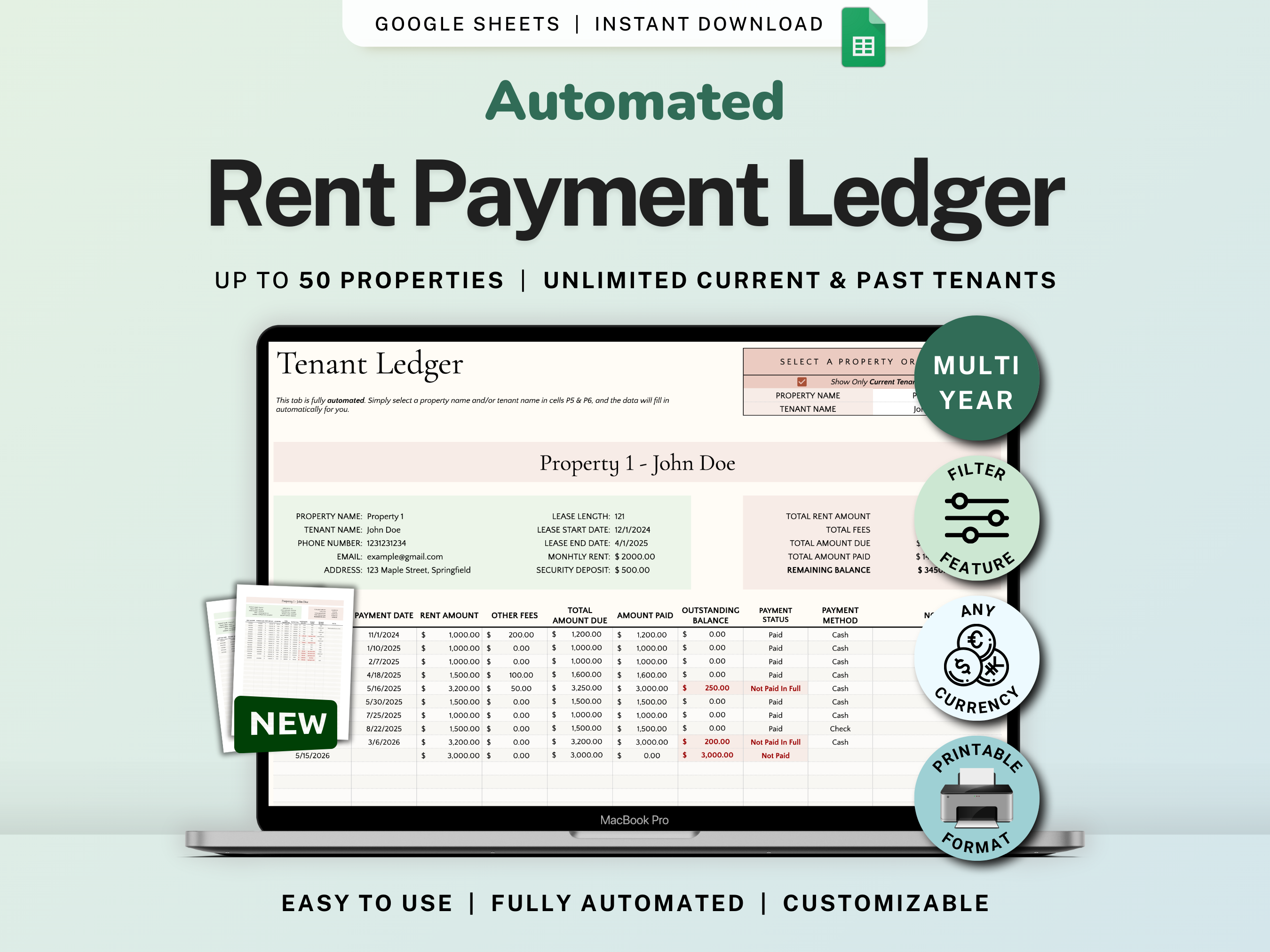 Automated Rent Payment Ledger
