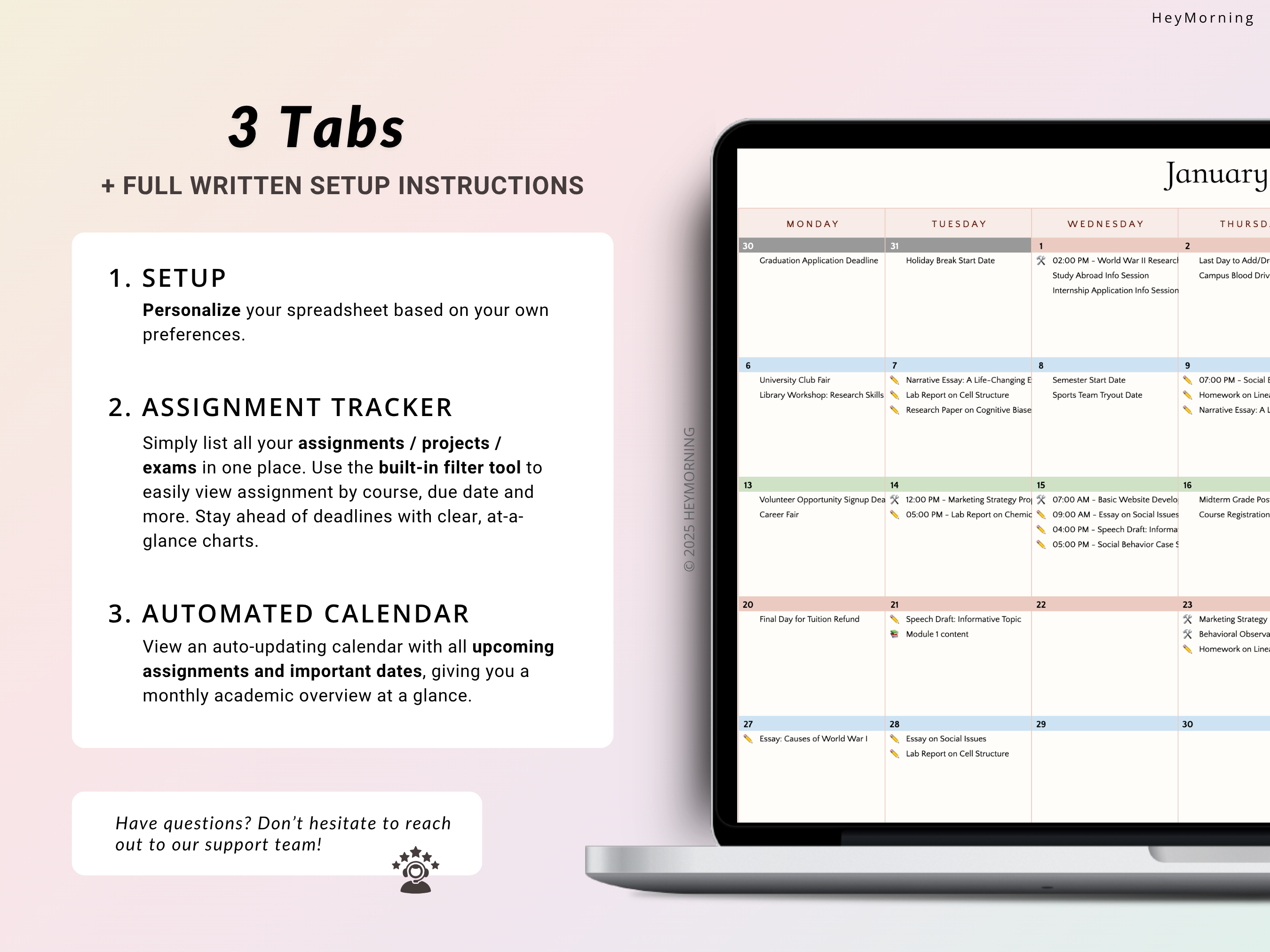 Assignment Tracker - Pastel - Hey Morning