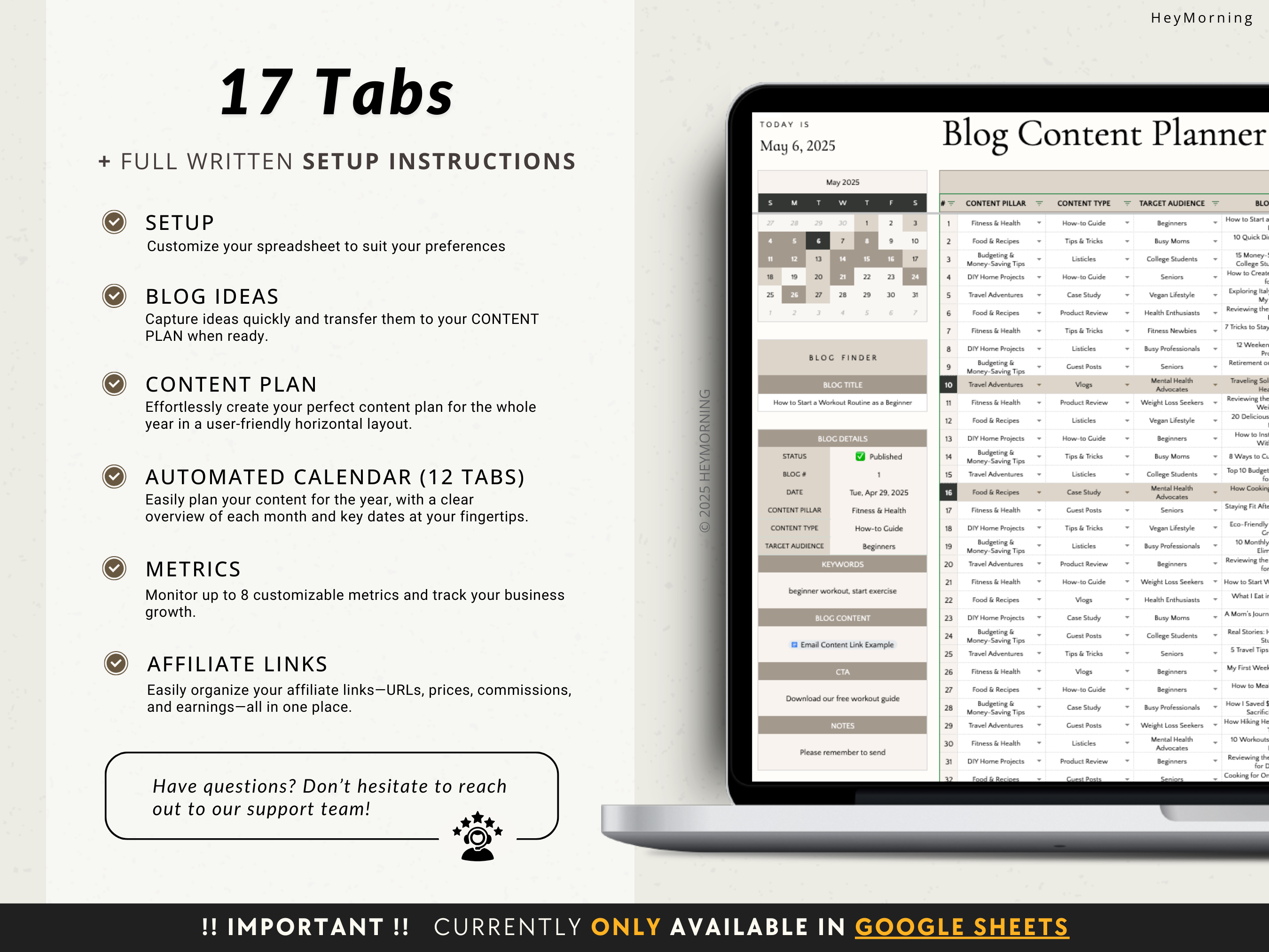 Blog Content Planner - Hey Morning