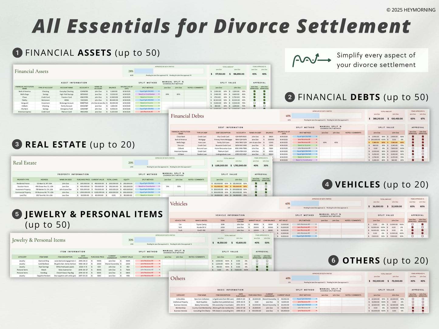 Divorce Financial Organizer Spreadsheet