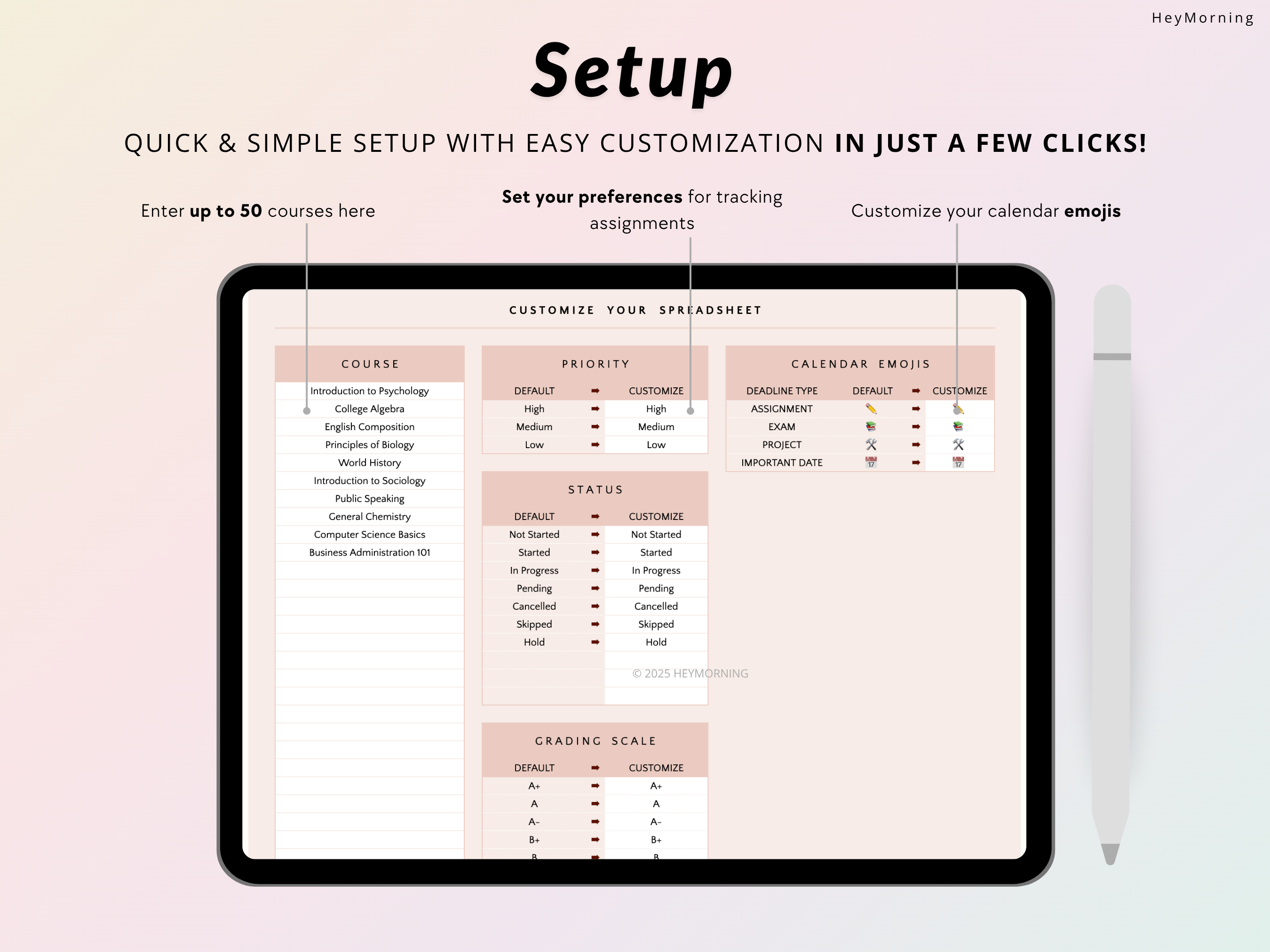 Assignment Tracker - Pastel - Hey Morning