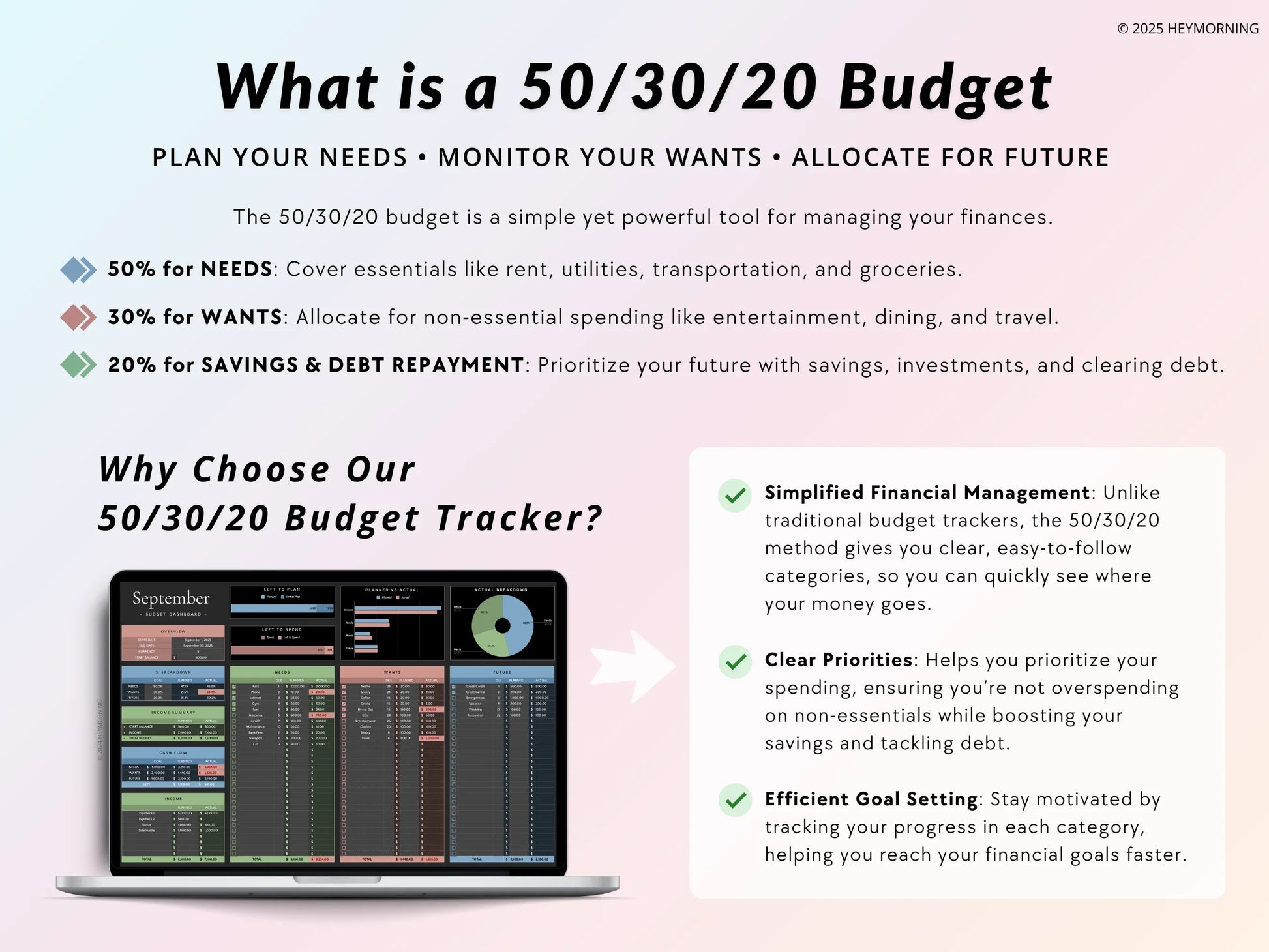 50/30/20 Budget - Dark - Hey Morning