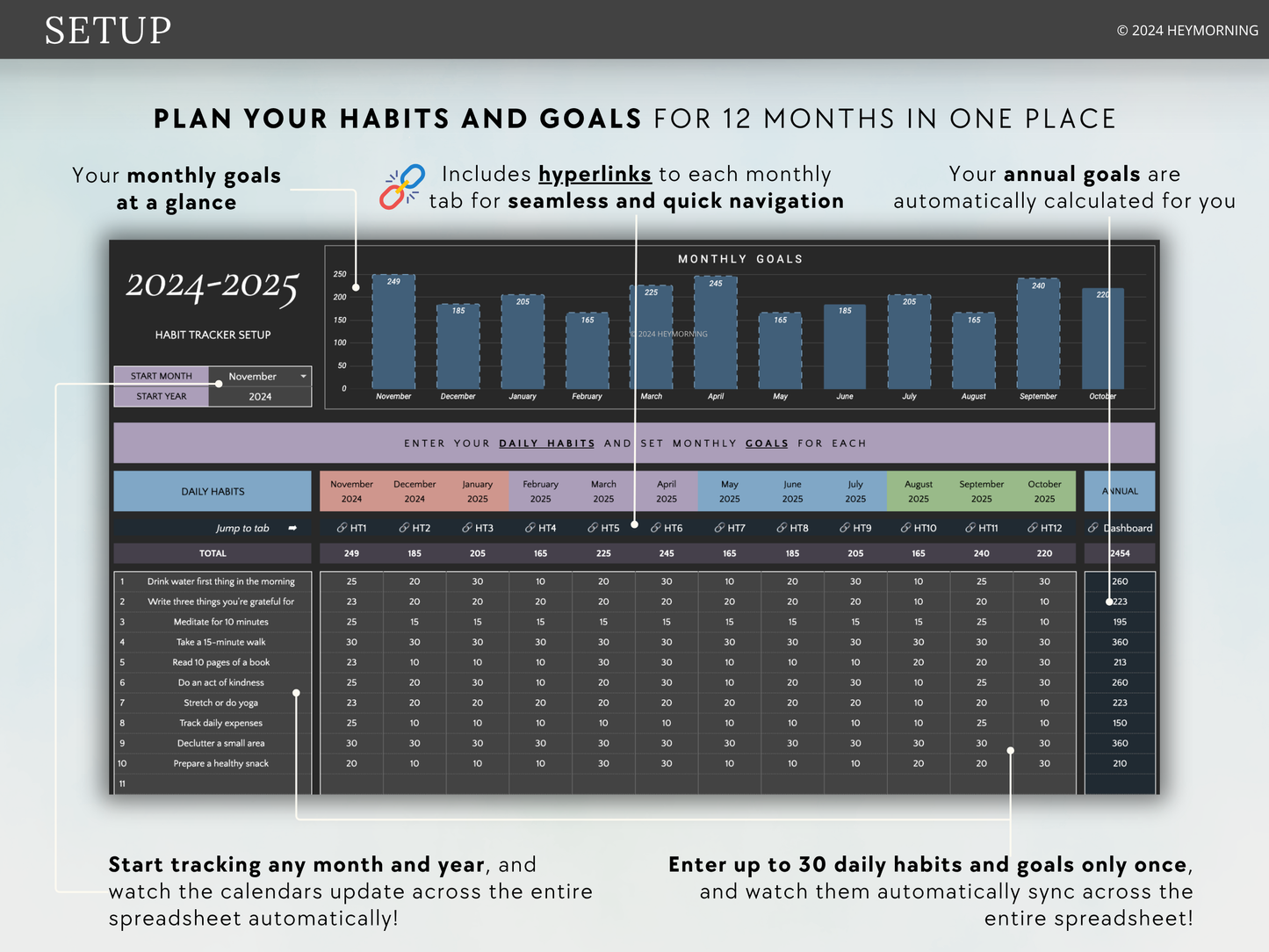 Annual Habit Tracker - Dark - Hey Morning