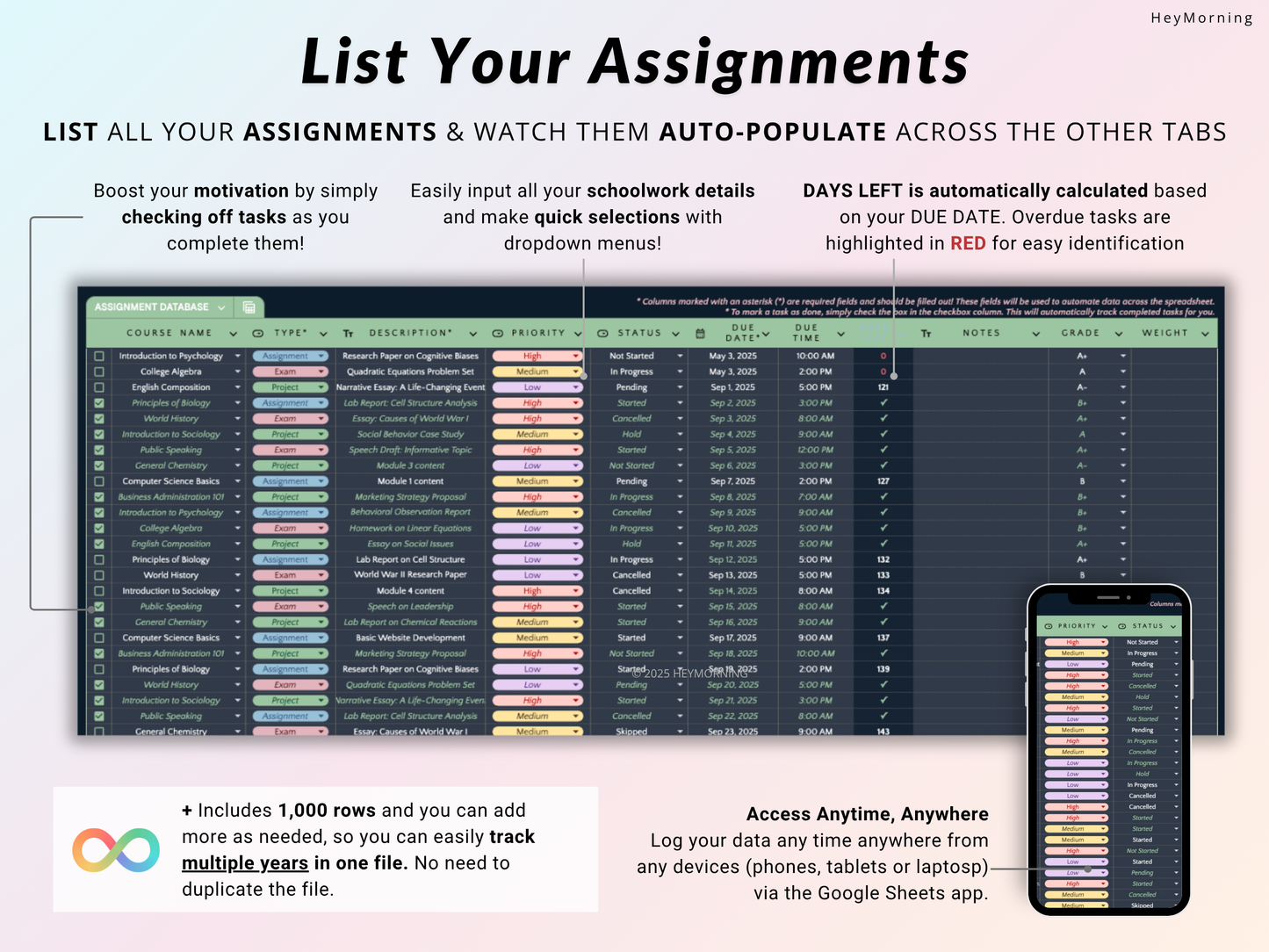 Assignment Tracker - Dark - Hey Morning