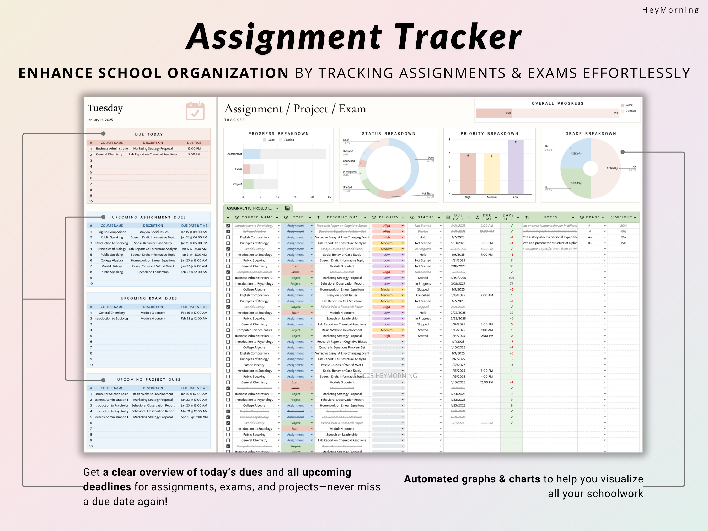 Assignment Tracker - Pastel - Hey Morning