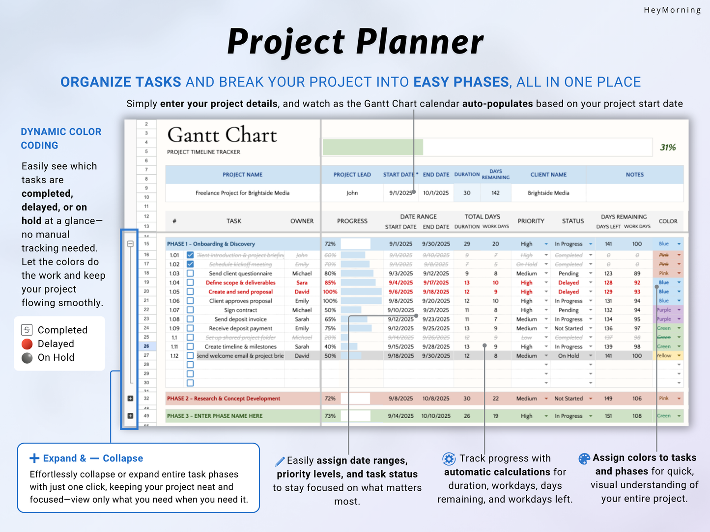 Gantt Chart - Pastel - Hey Morning