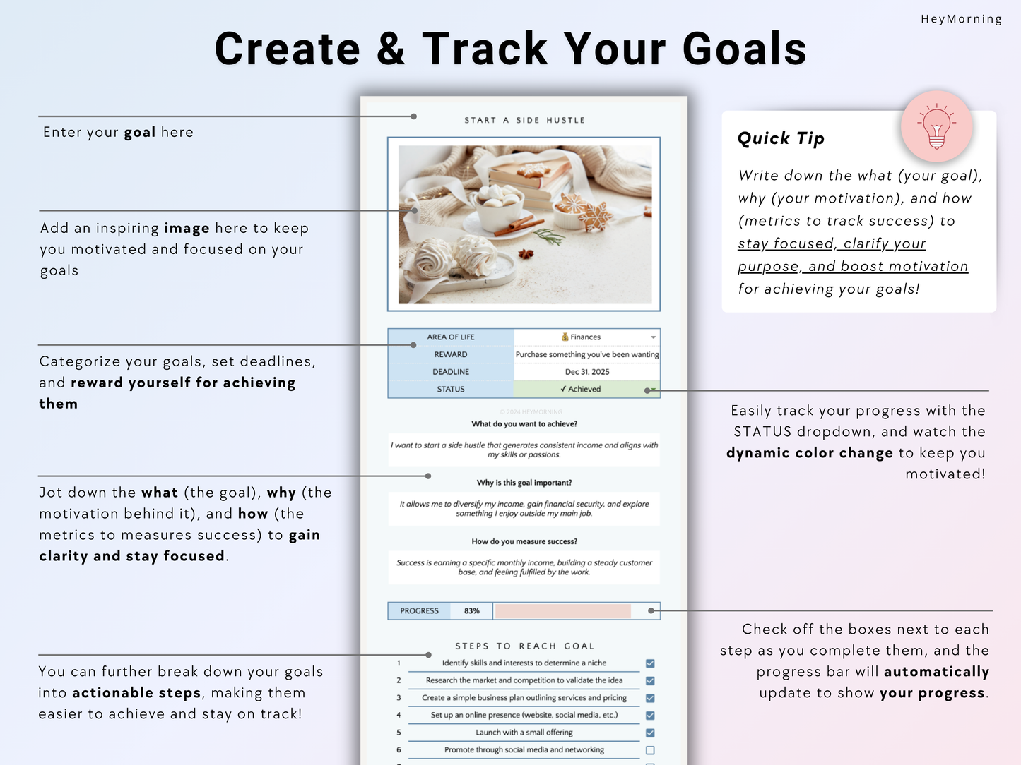 Goal Planner - Pastel - Hey Morning