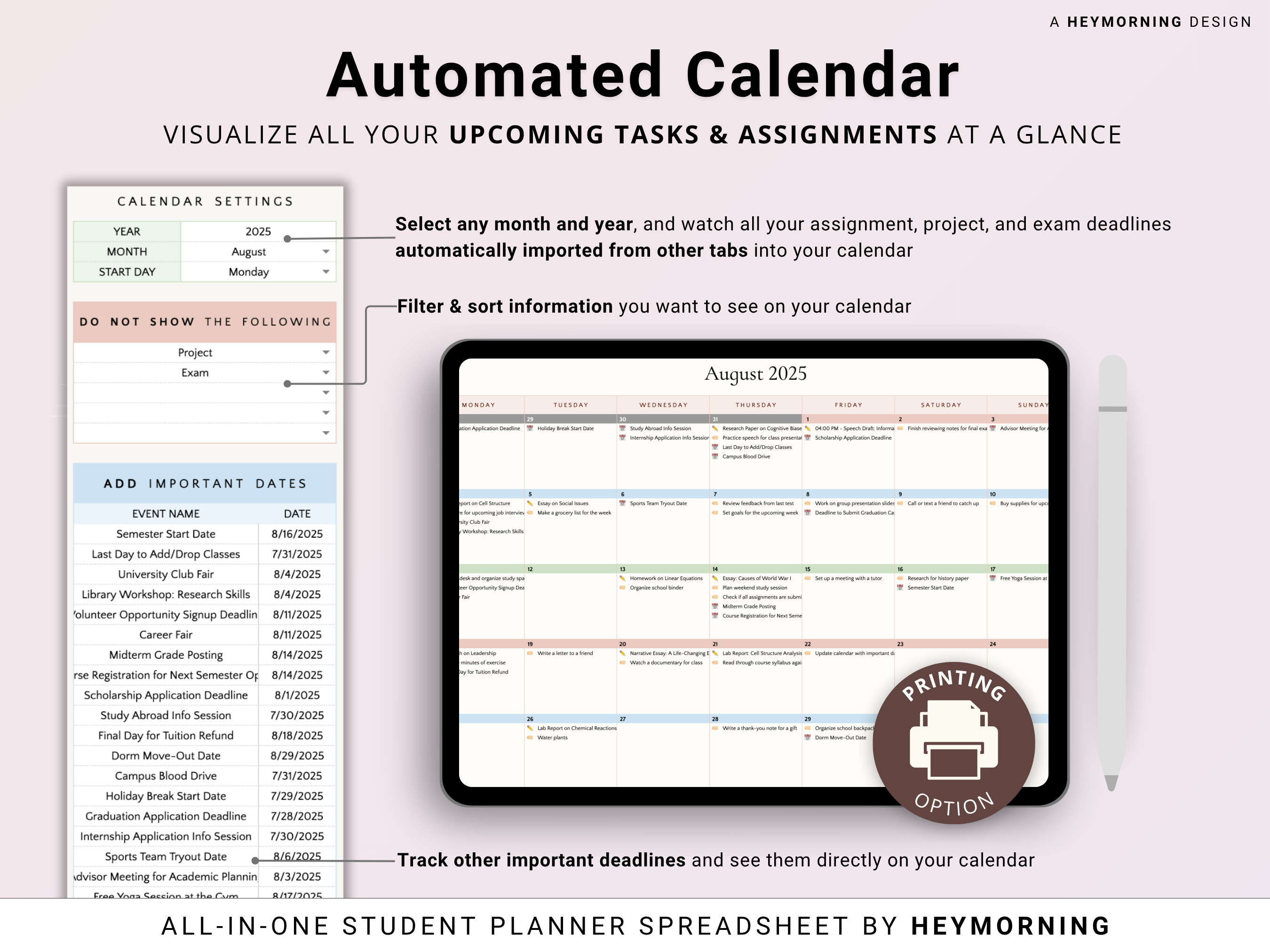 All-in-One Student Planner - Pastel - Hey Morning