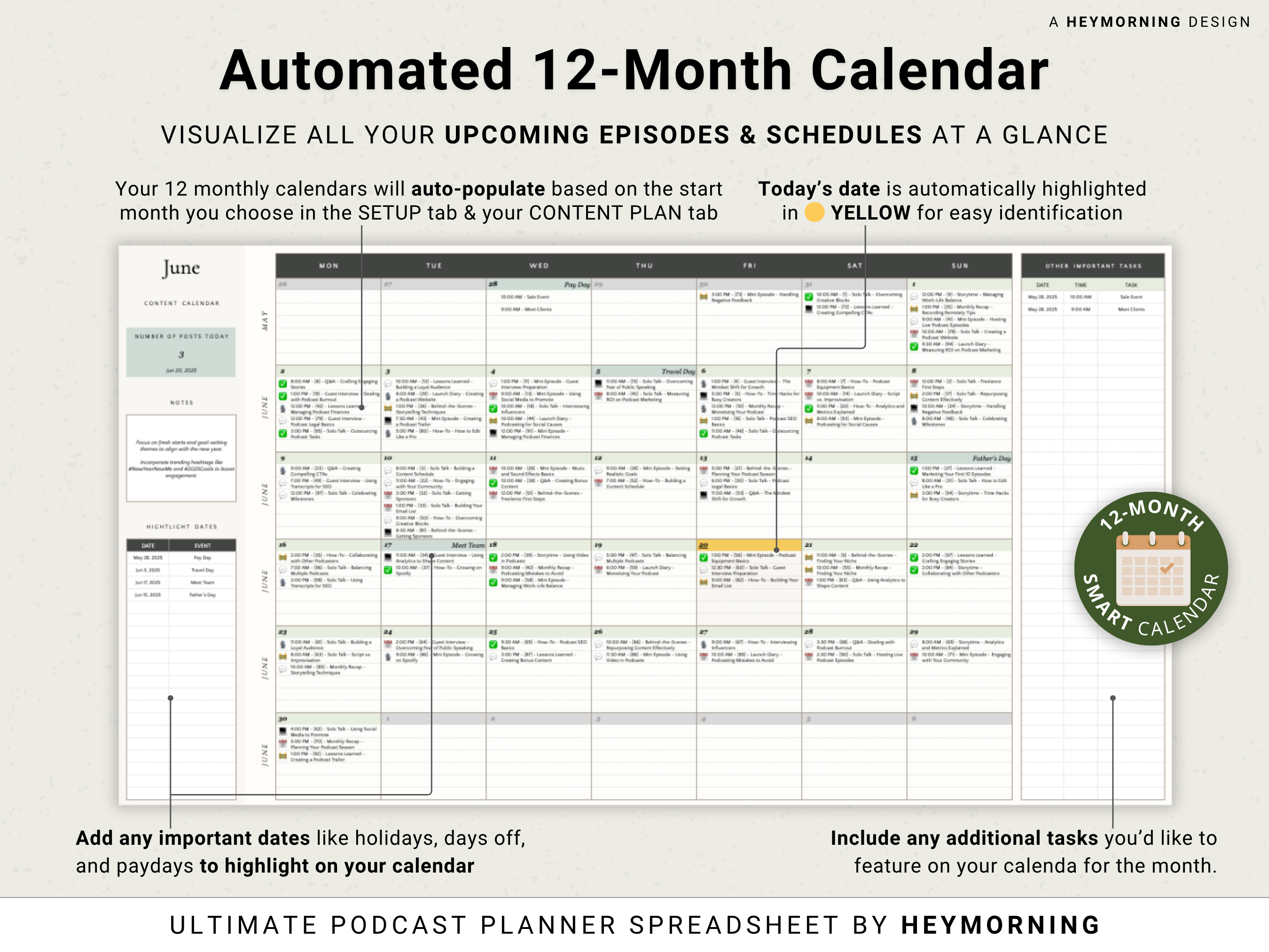 Podcast Content Planner - Hey Morning