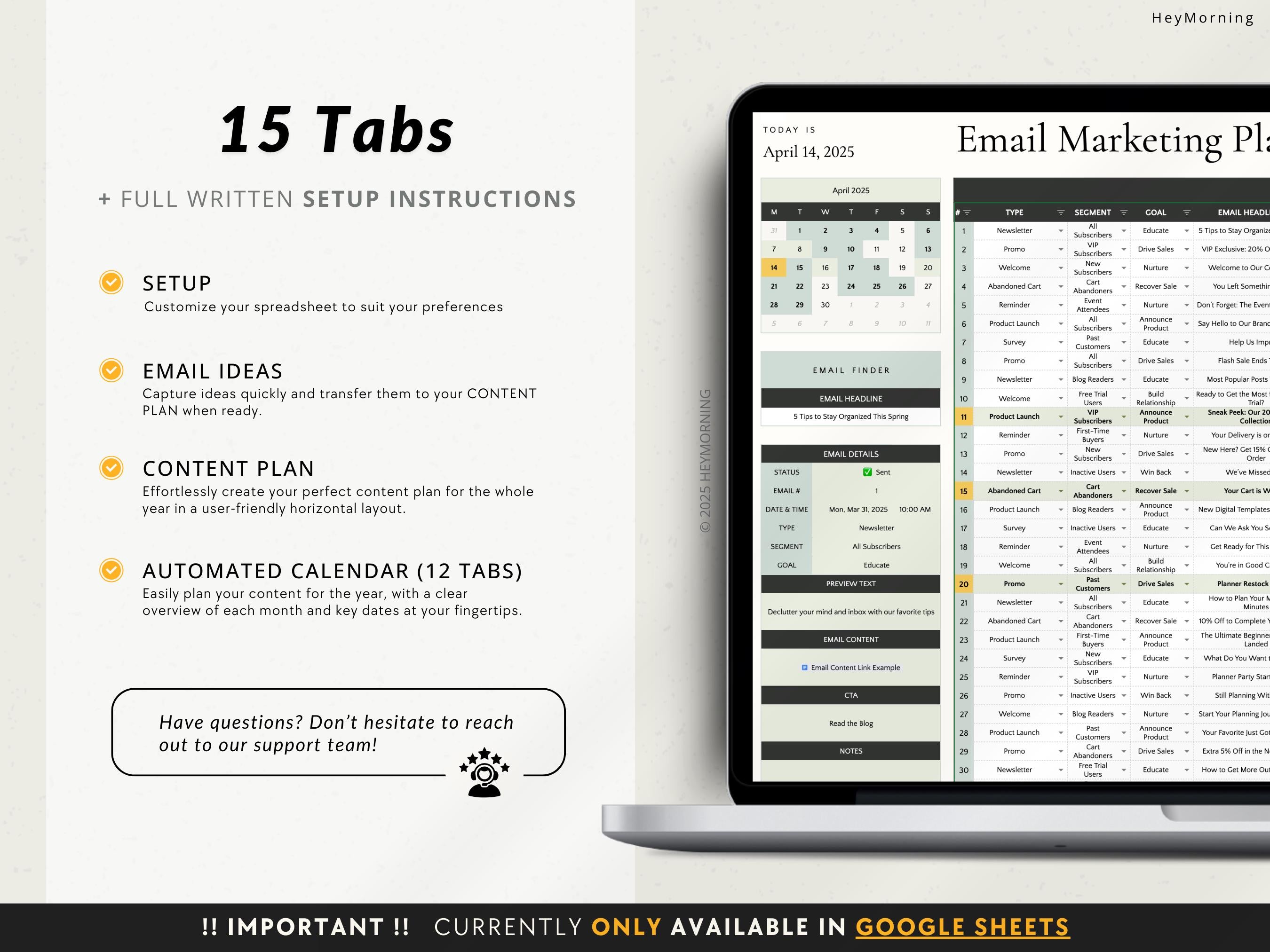 Email Marketing Planner - Hey Morning