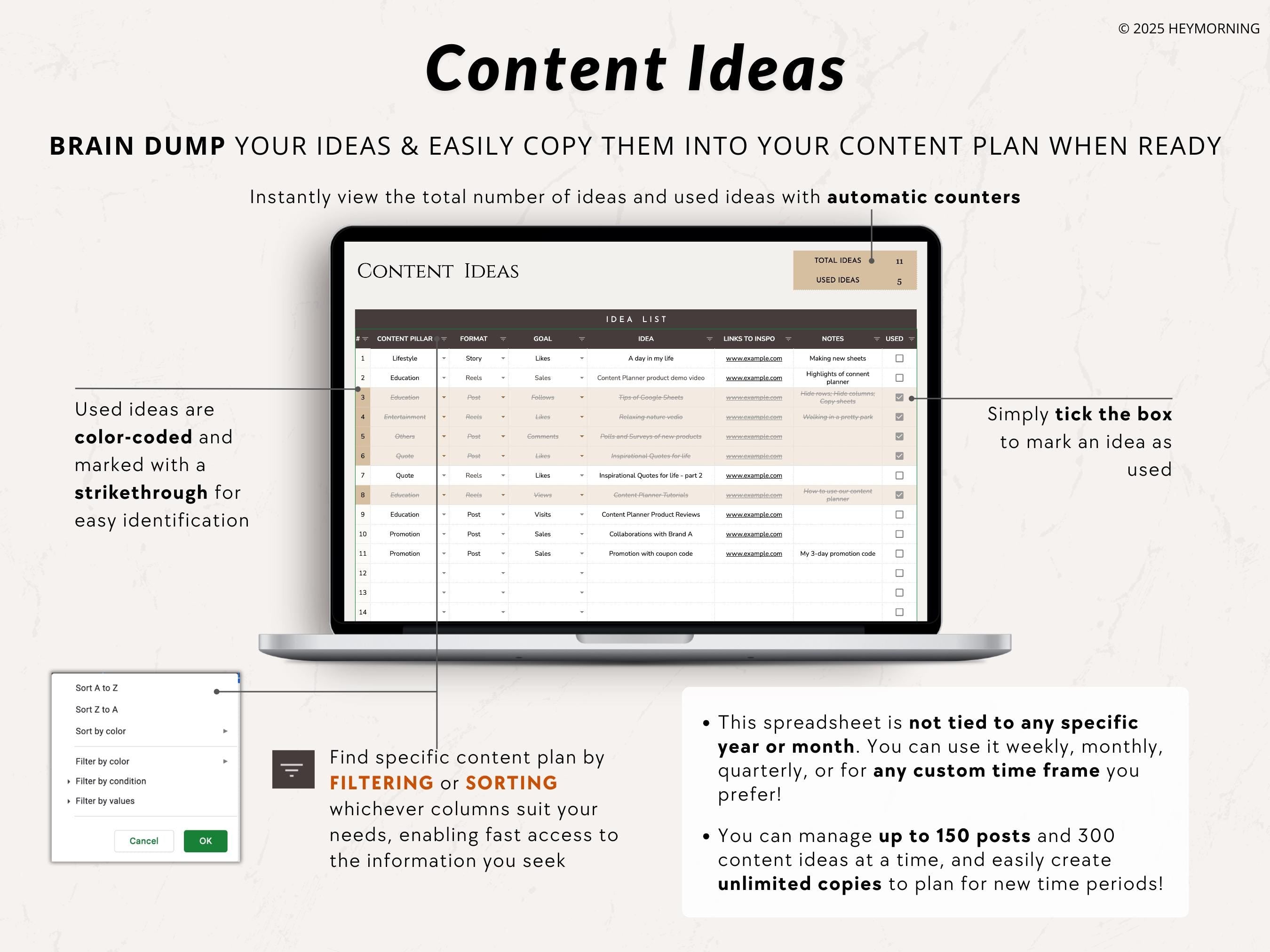 Simple Content Calendar - Hey Morning