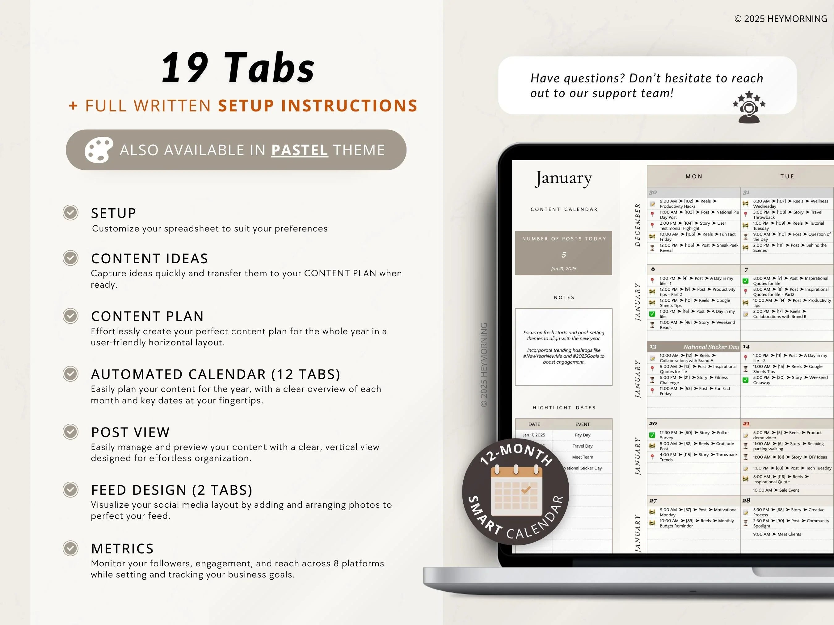 12-Month Content Calendar - Hey Morning