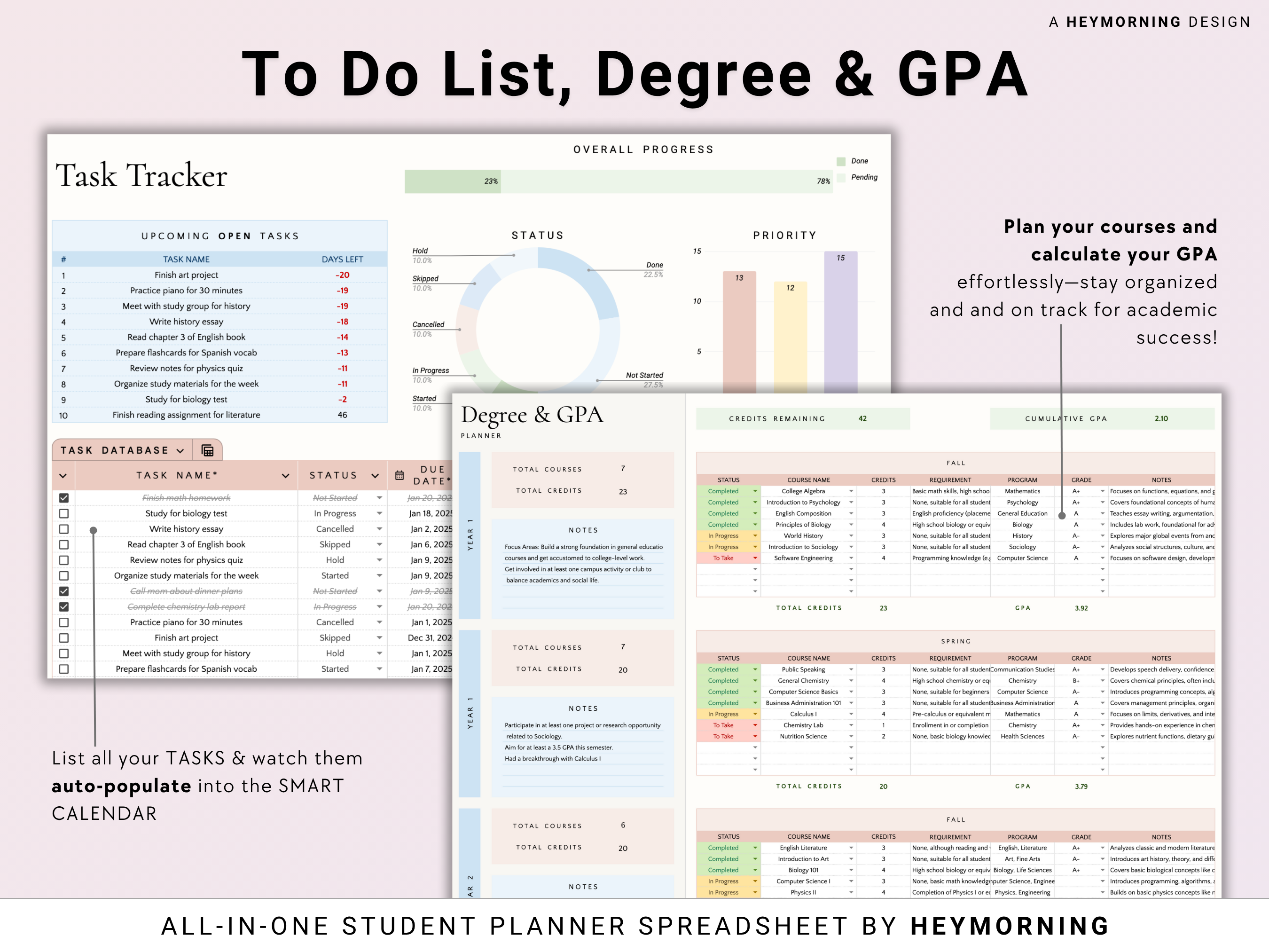 All-in-One Student Planner - Pastel - Hey Morning