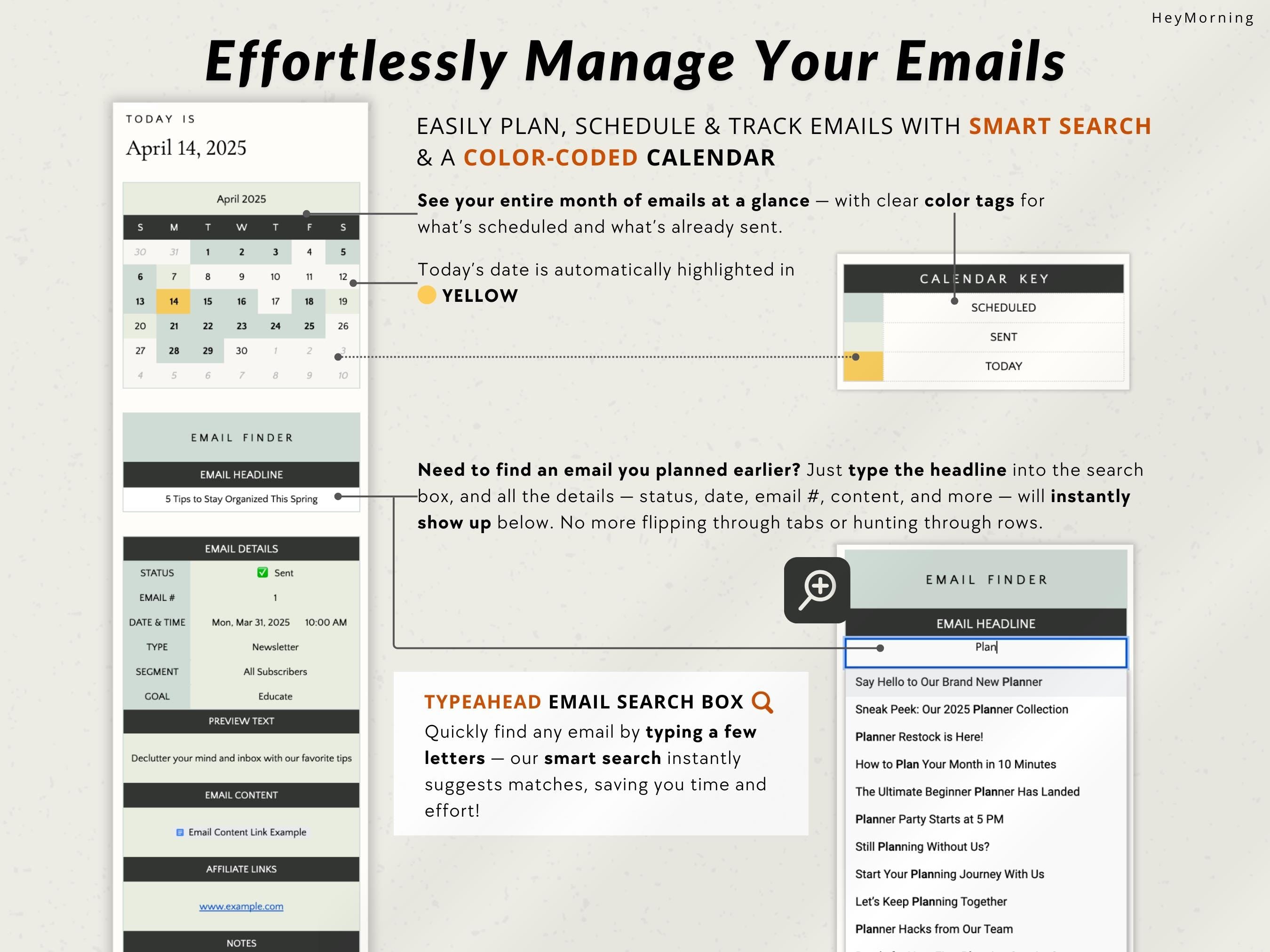 Email Marketing Planner - Hey Morning