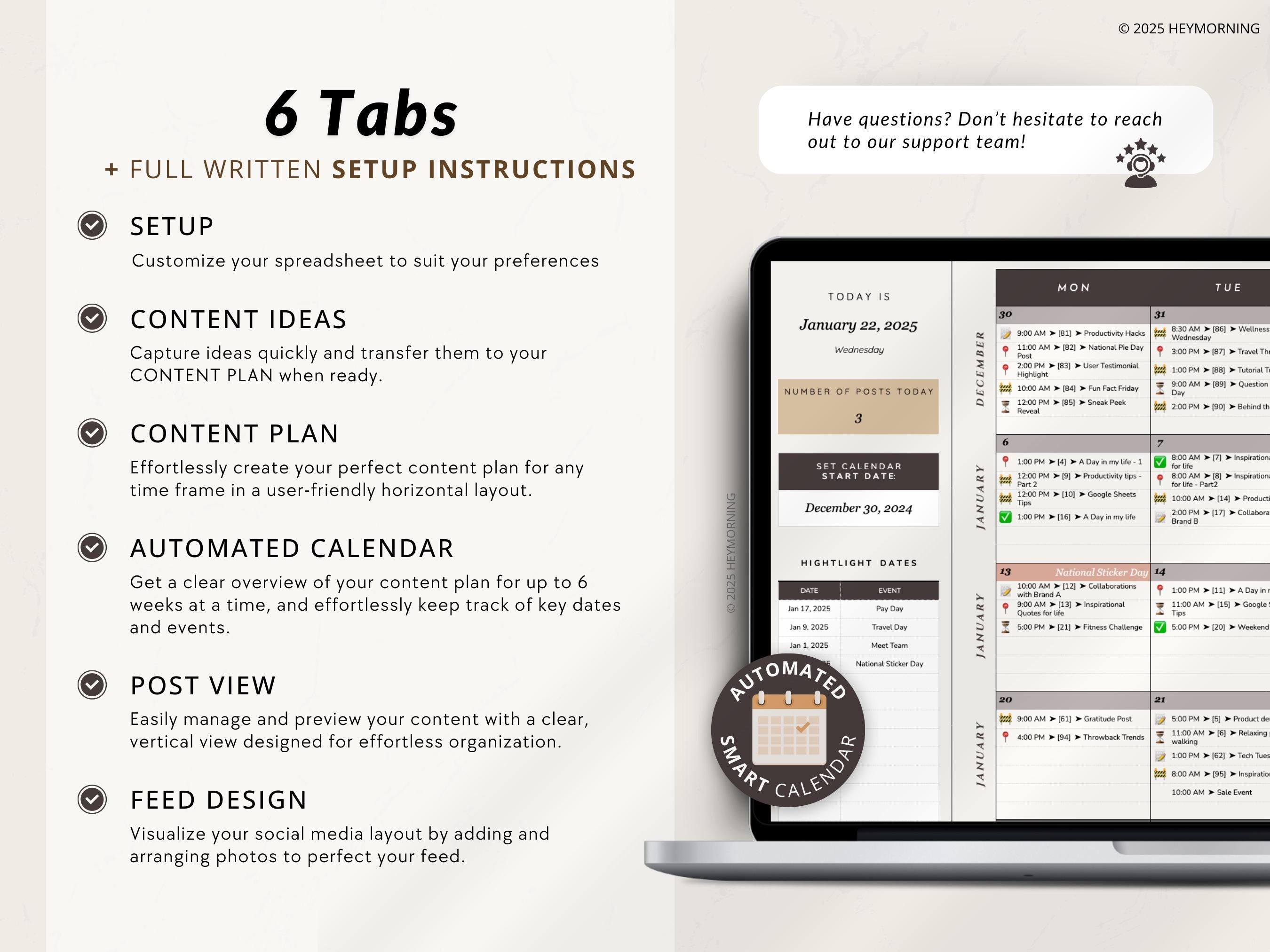 Simple Content Calendar - Hey Morning