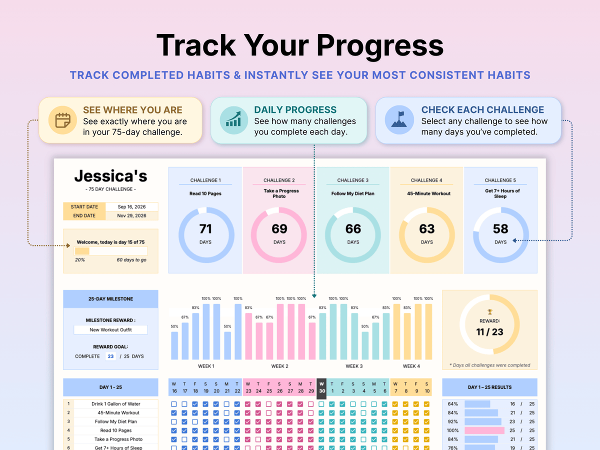 75 Day Challenge Tracker