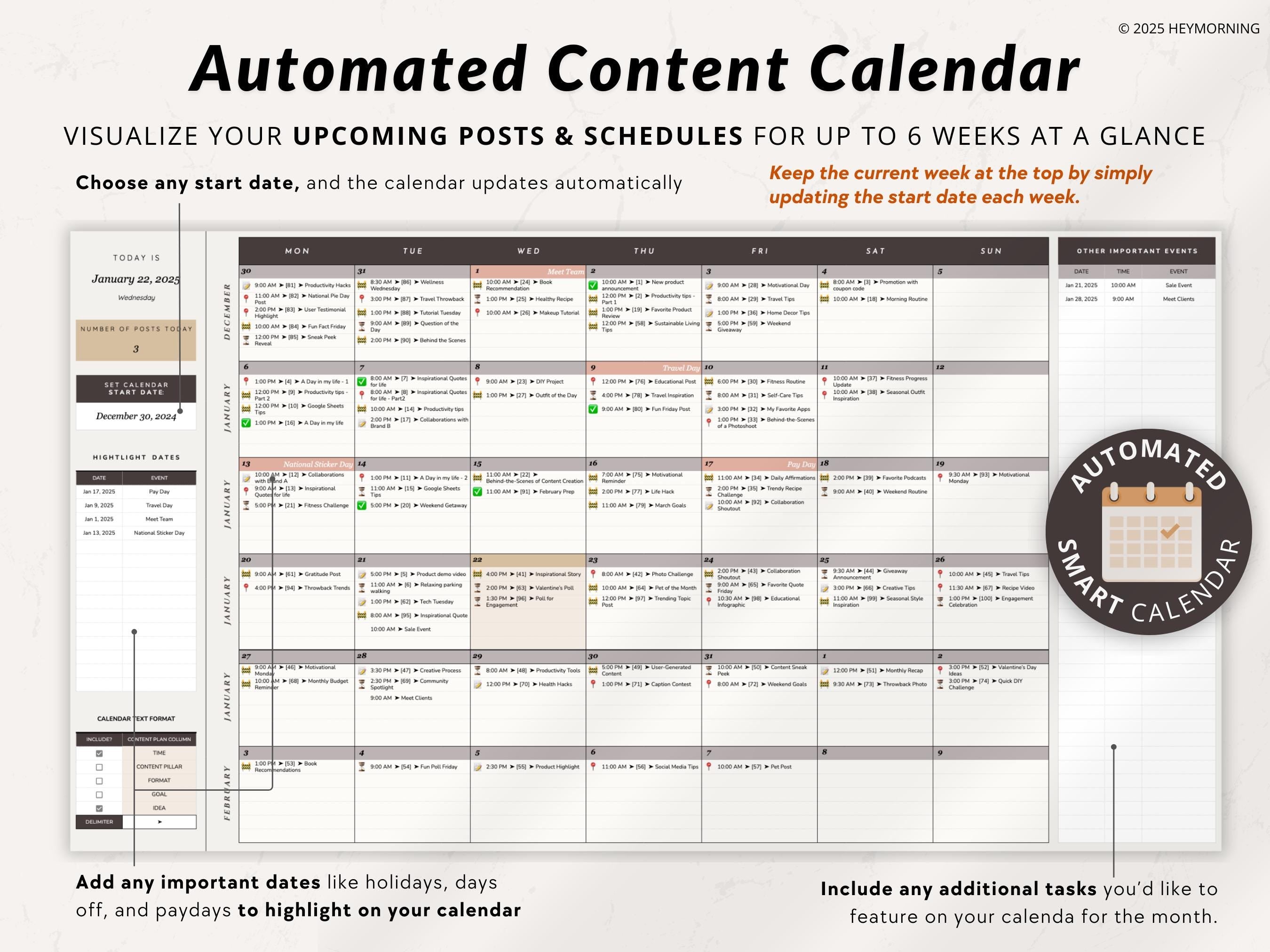Simple Content Calendar - Hey Morning