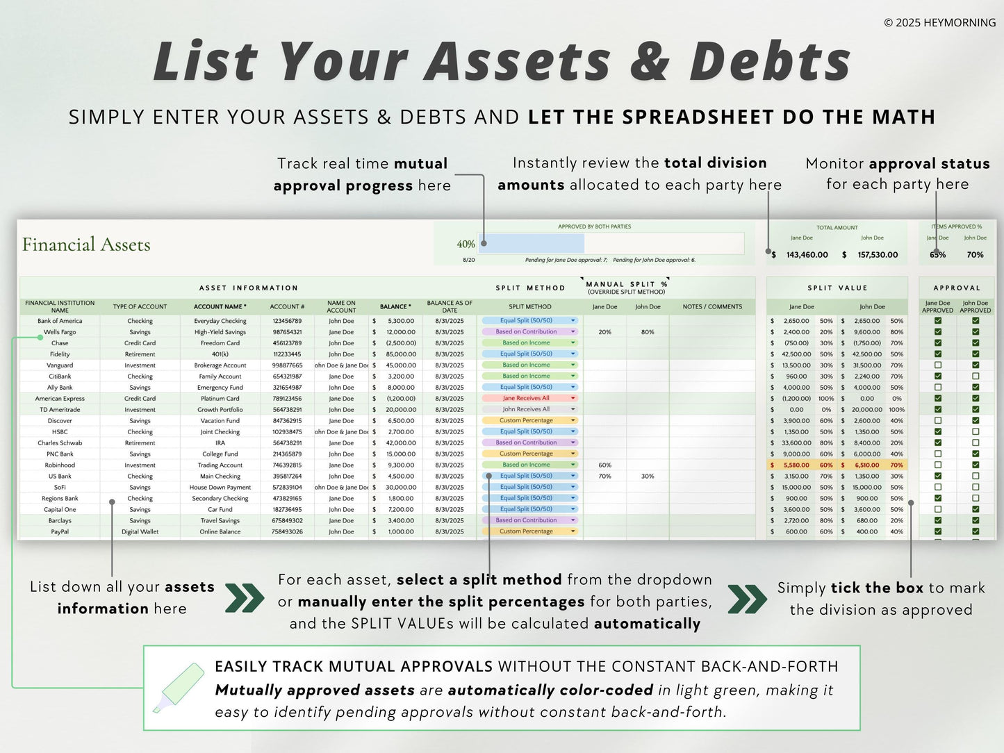 Divorce Financial Organizer Spreadsheet