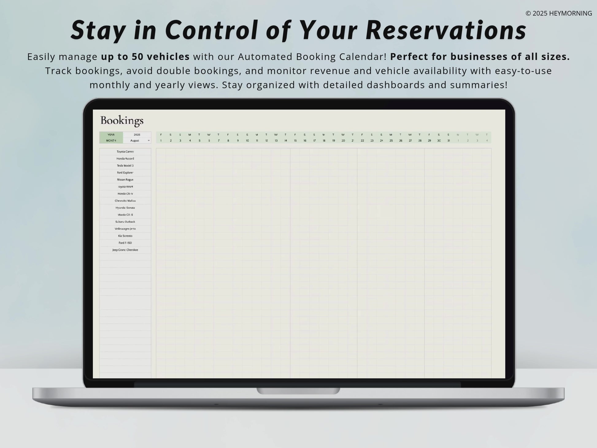 Car Rental Booking Calendar