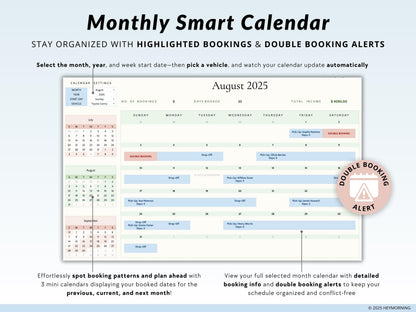 Car Rental Booking Calendar - Hey Morning