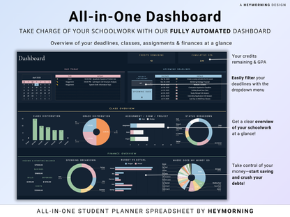 All-in-One Student Planner - Dark - Hey Morning