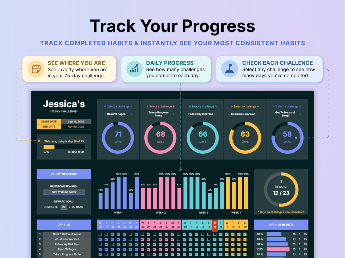75 Day Challenge Tracker