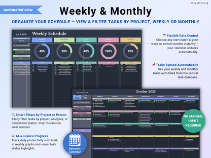 All-in-One Project Manager Spreadsheet - Dark
