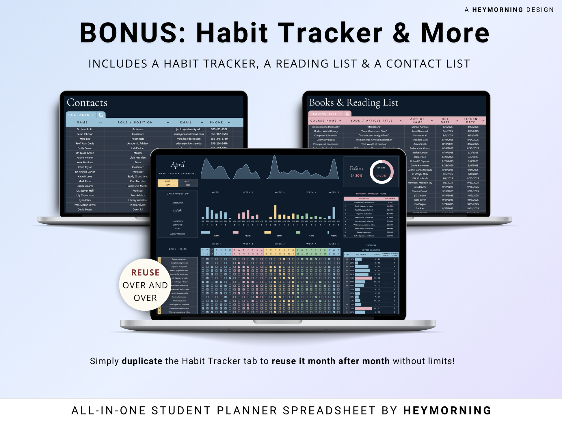 All-in-One Student Planner - Dark - Hey Morning