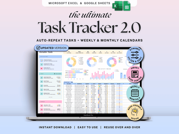 Ultimate Task Tracker – Google Sheets & Excel Template – Hey Morning
