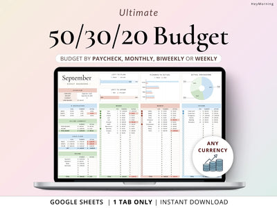50/30/20 Budget - Pastel - Hey Morning