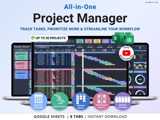 All-in-One Project Manager Spreadsheet - Dark