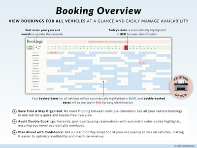 Car Rental Booking Calendar - Hey Morning
