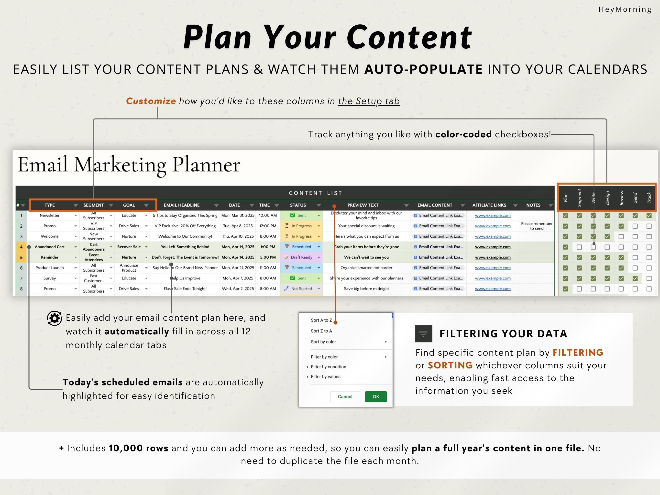 Email Marketing Planner - Hey Morning