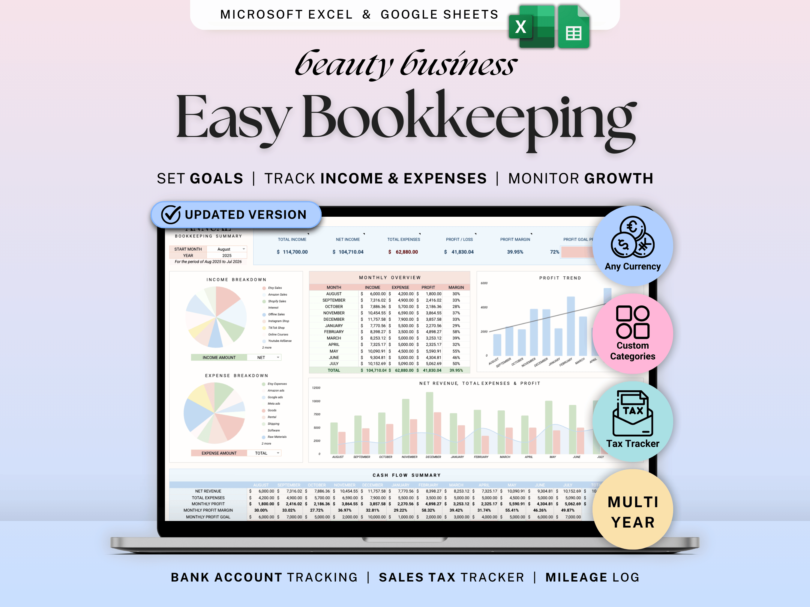 Beauty Business Bookkeeping Spreadsheet