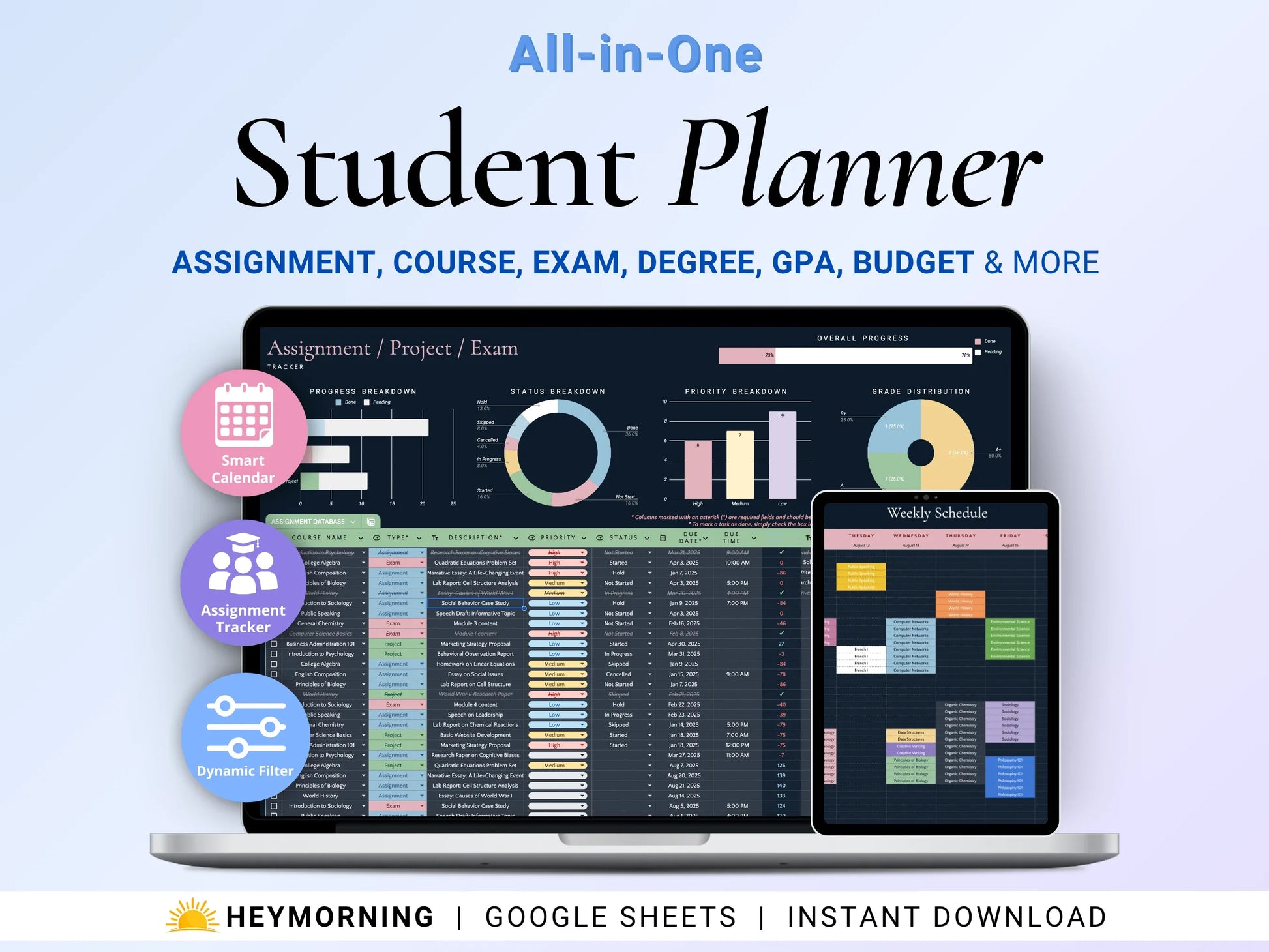 All-in-One Student Planner - Dark - Hey Morning