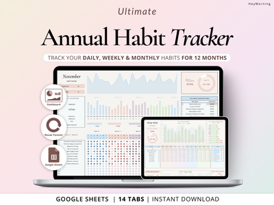 Annual Habit Tracker - Pastel - Hey Morning
