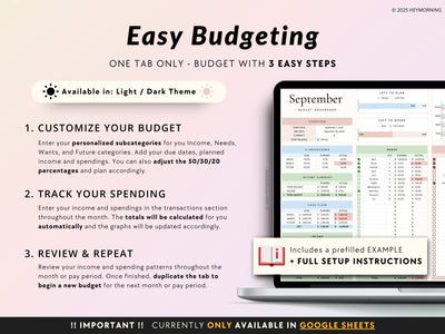 50/30/20 Budget - Pastel - Hey Morning