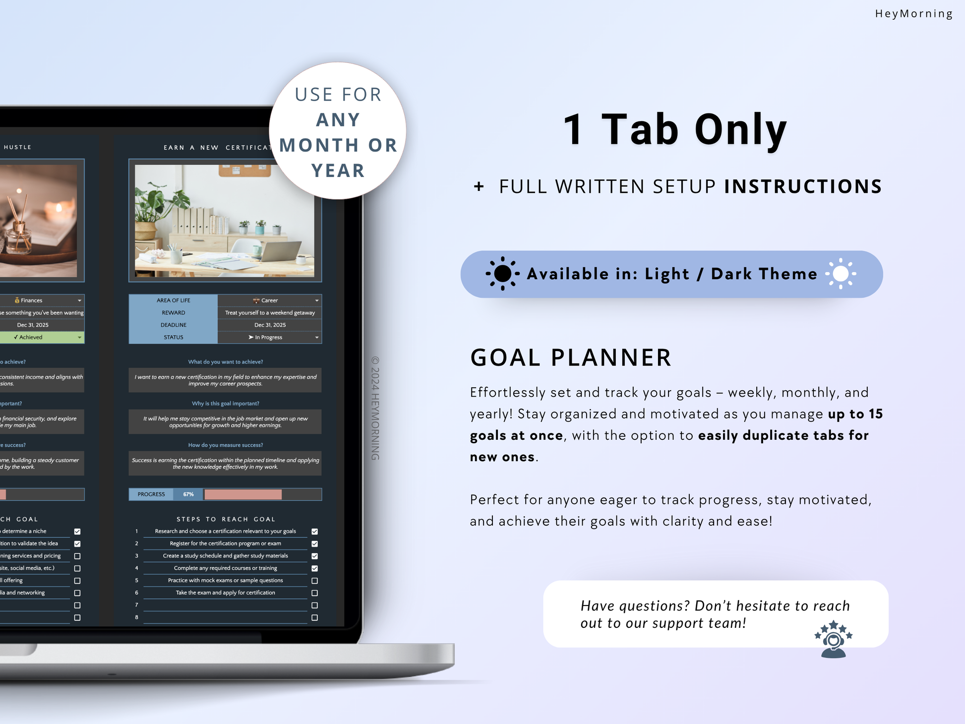 Goal Planner - Dark - Hey Morning