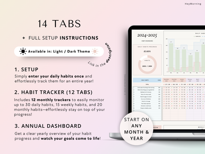 Annual Habit Tracker - Pastel - Hey Morning