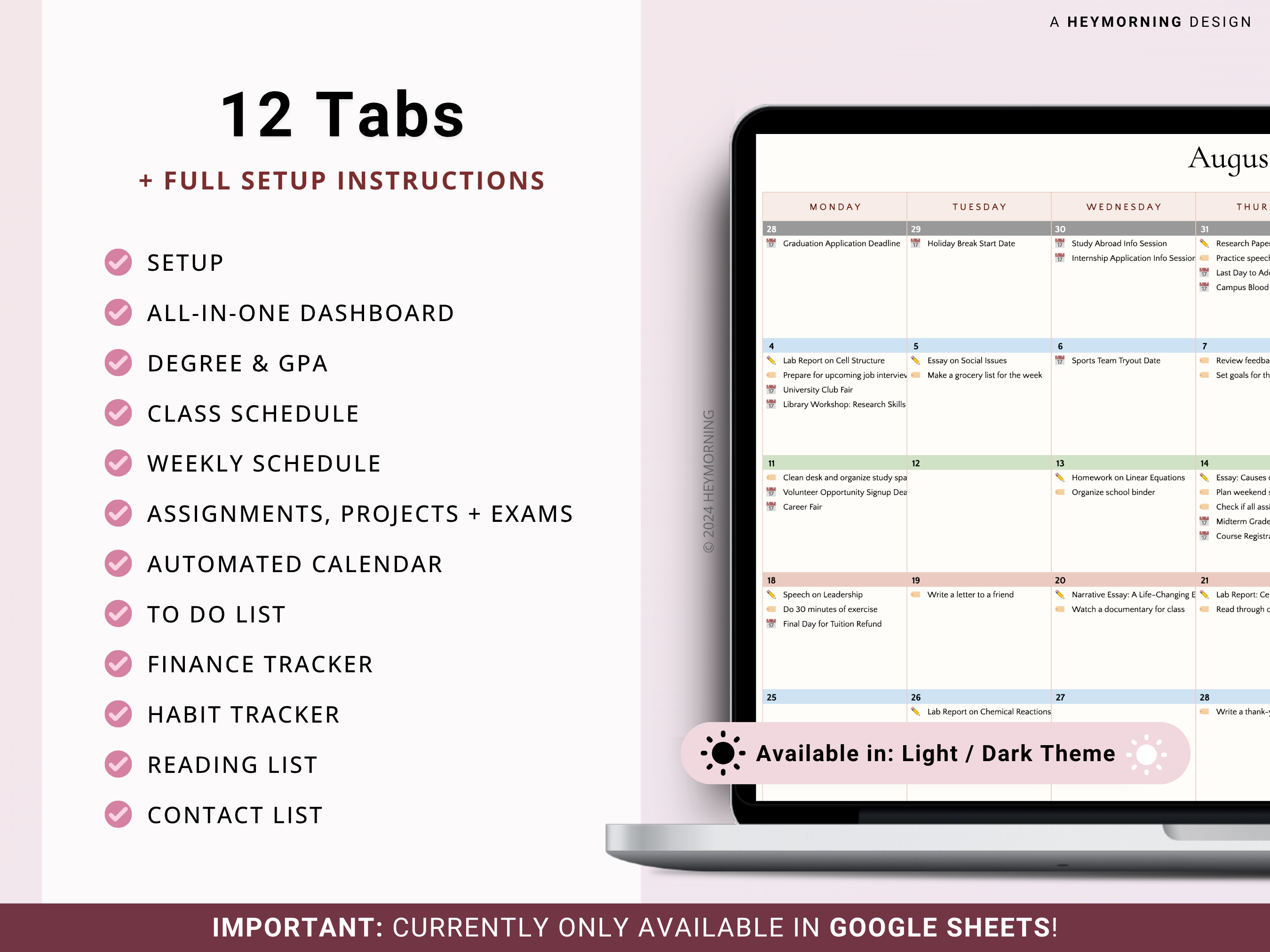 All-in-One Student Planner - Pastel - Hey Morning