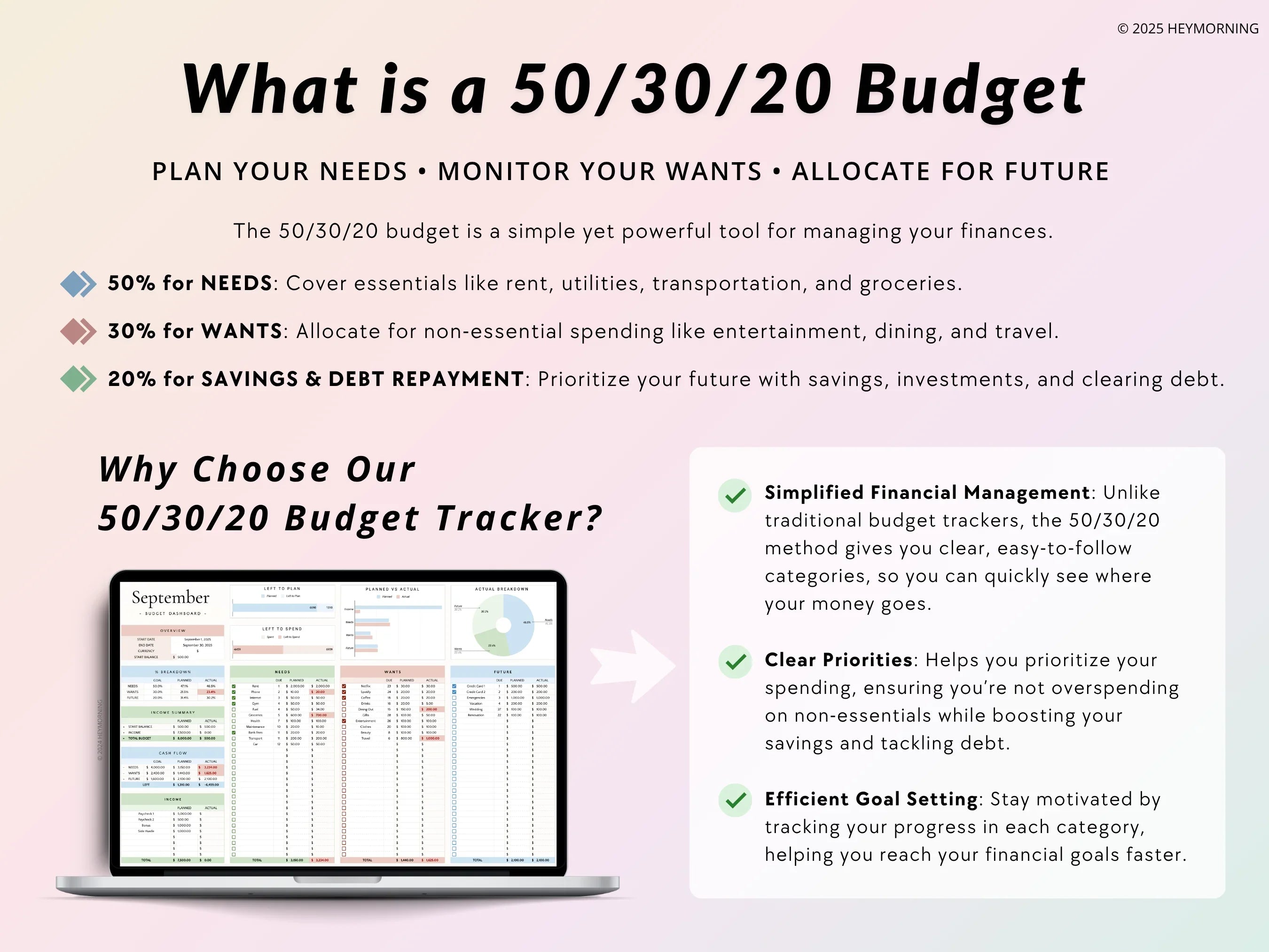50/30/20 Budget - Pastel - Hey Morning